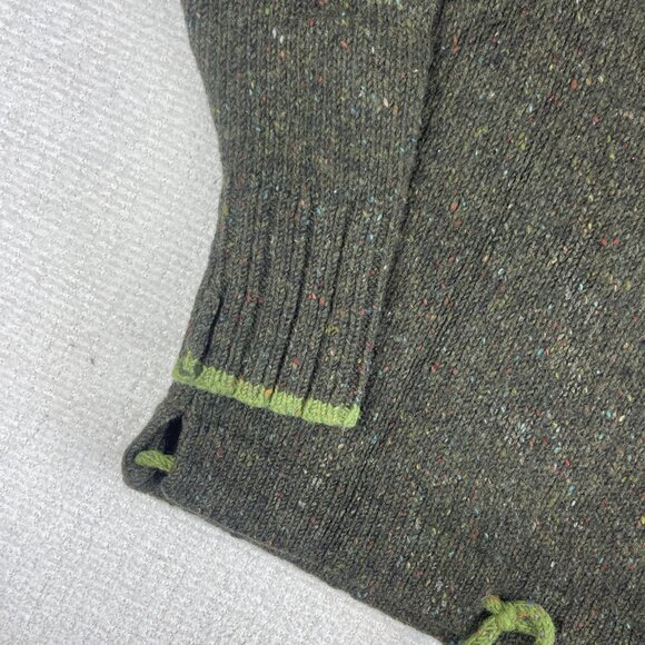Aran Sweater Market 100%  Wool Pullover Hoodie Green Made in Ireland Read* - Picture 4 of 16